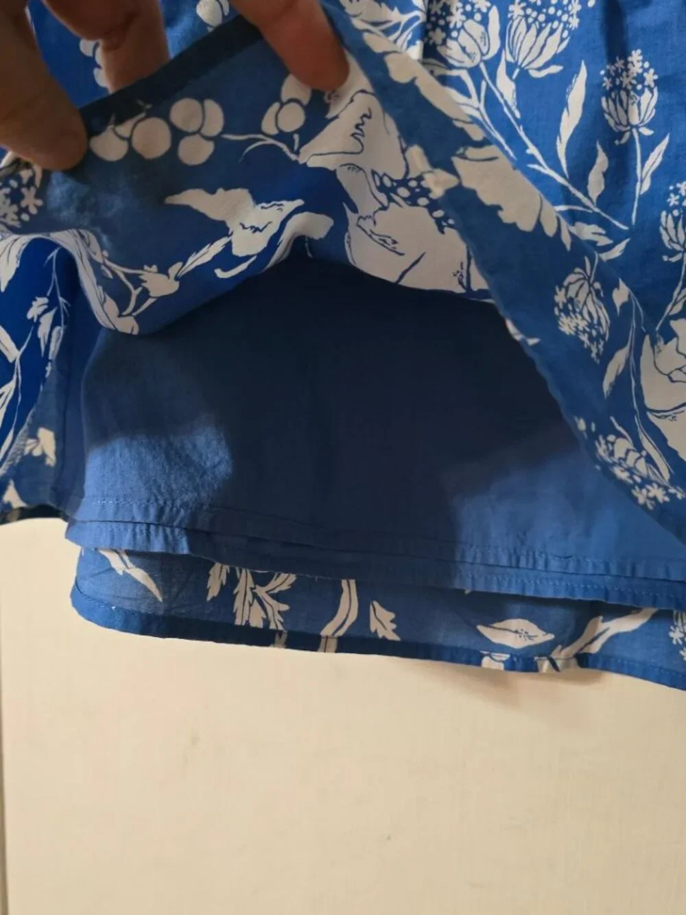 16 Old Navy Floral Knee Length Flare Lined Skirt 100% Cotton RoyalBlue WH Yellow